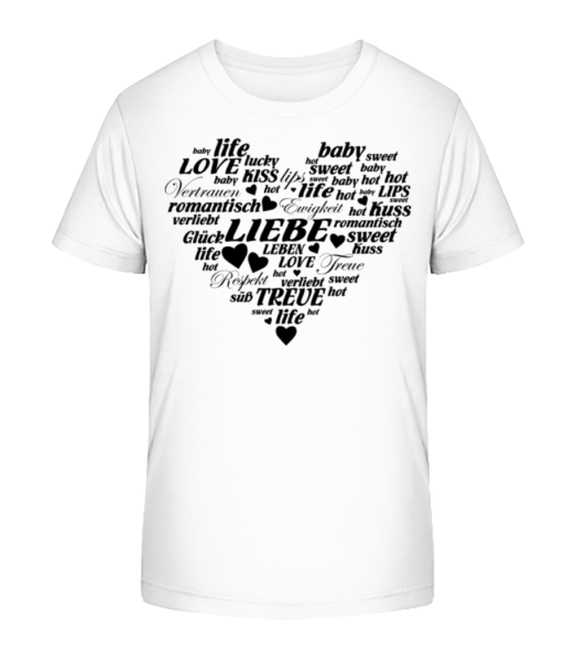 Herz Voller Wörter - Kinder Bio T-Shirt Stanley Stella - Weiß - Vorne