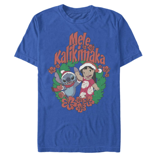 Disney - Lilo & Stitch - Lilo & Stitch Mele Kalikimaka Stitch - Männer T-Shirt - Royalblau - Vorne