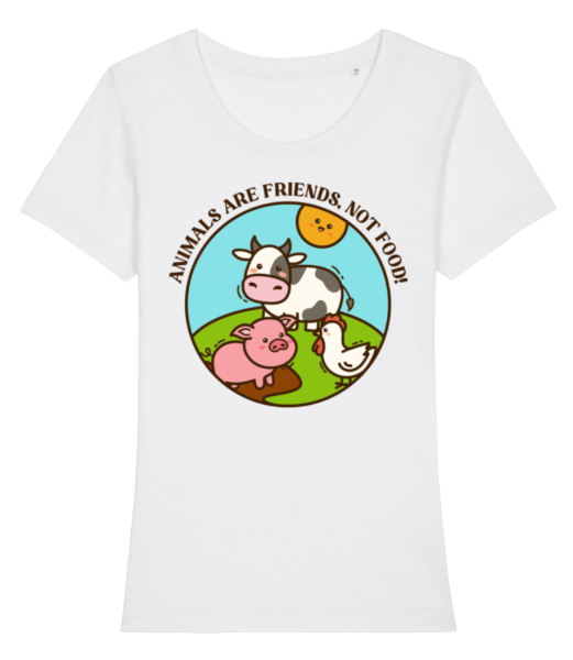 Animals Are Friends Not Food - Frauen Bio T-Shirt Stanley Stella - Weiß - Vorne
