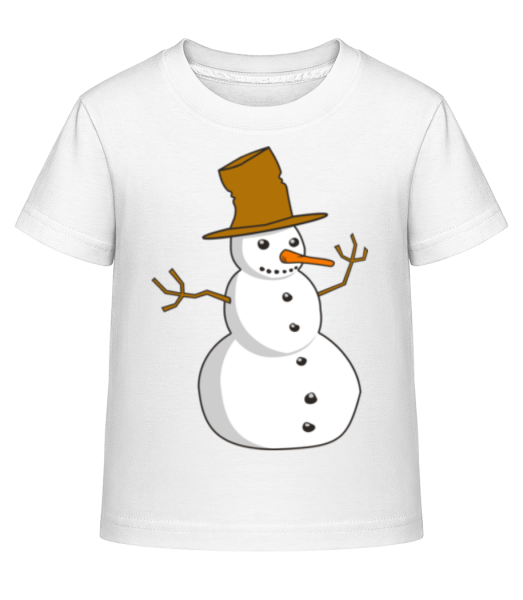 Schneemann Mit Hut - Kinder Shirtinator T-Shirt - Weiß - Vorne