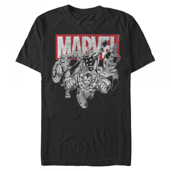 Marvel - Avengers - Skupina IronMan Poses - Männer T-Shirt - Schwarz - Vorne