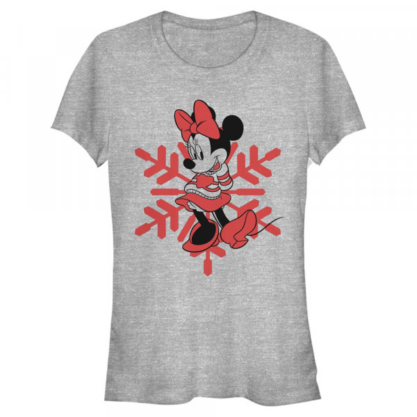 Disney Classics - Micky Maus - Minnie Mouse Minnie Snowflake - Weihnachten - Frauen T-Shirt - Grau meliert - Vorne