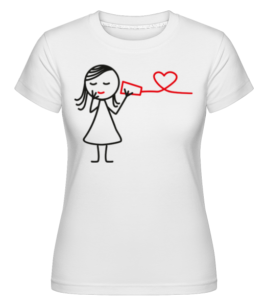Schnurtelefon Frau - Shirtinator Frauen T-Shirt - Weiß - Vorne