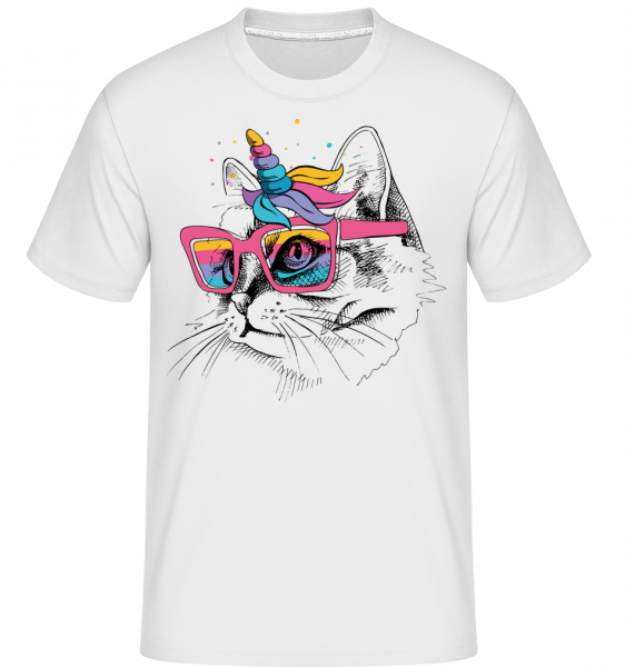 Einhorn Party Katze - Shirtinator Männer T-Shirt - Weiß - Vorn
