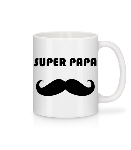 Super Papa Mustache - Tasse - Weiß - Vorn