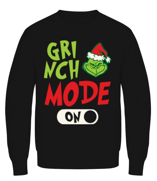 Grinch Mode On - Männer Pullover - Schwarz - Vorne