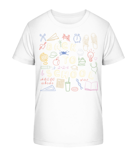 Back To School Symbols - Kinder Bio T-Shirt Stanley Stella - Weiß - Vorne