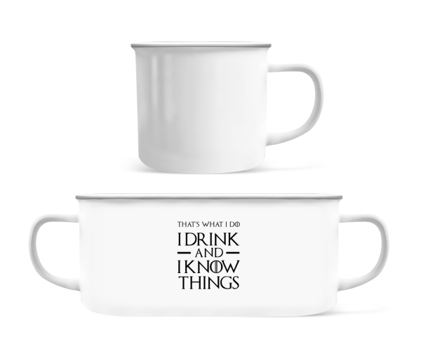 I Drink And I Know Things - Emaille-Tasse - Weiß - Vorne
