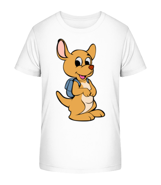 Süßes Känguru Mit Rucksack - Kinder Bio T-Shirt Stanley Stella - Weiß - Vorne