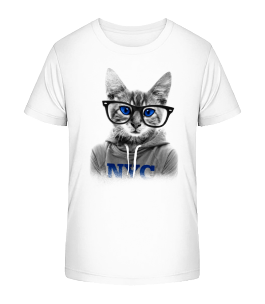 Cat NCY - Kinder Bio T-Shirt Stanley Stella - Weiß - Vorne