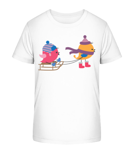 Schlitten Vögel - Kinder Bio T-Shirt Stanley Stella - Weiß - Vorne