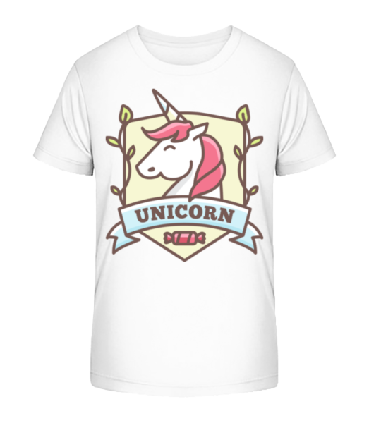 Unicorn Emblem - Kinder Bio T-Shirt Stanley Stella - Weiß - Vorne