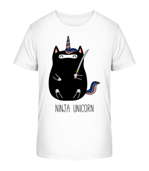 Ninja Unicorn - Kinder Bio T-Shirt Stanley Stella - Weiß - Vorne