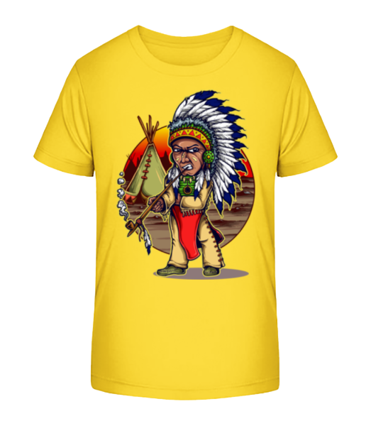 Rauchender Indianer - Kinder Bio T-Shirt Stanley Stella - Gelb - Vorne
