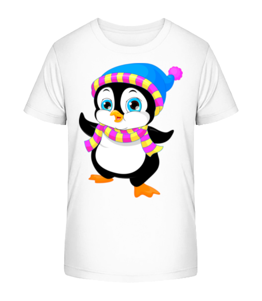 Pinguin Mit Schal - Kinder Bio T-Shirt Stanley Stella - Weiß - Vorne