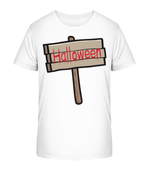 Halloween Schild - Kinder Bio T-Shirt Stanley Stella - Weiß - Vorne