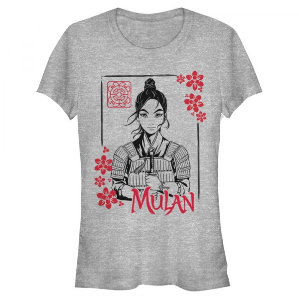 Disney - Mulan - Mulan Ink Line - Frauen T-Shirt - Grau meliert - Vorne