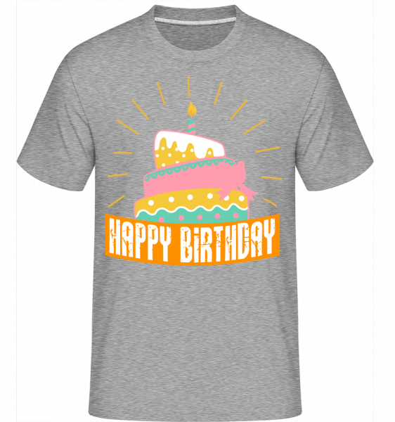 Happy Birthday Kuchen - Shirtinator Männer T-Shirt - Grau Meliert - Vorn
