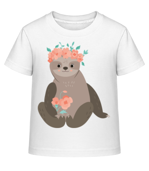 Faultier Mit Blumen - Kinder Shirtinator T-Shirt - Weiß - Vorne