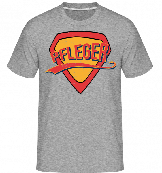 Superheld Pfleger - Shirtinator Männer T-Shirt - Grau meliert - Vorn