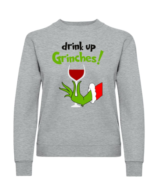Drink Up Grinches! - Frauen Pullover - Grau meliert - Vorne