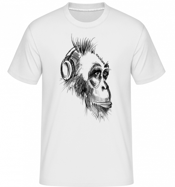Affe Mit Kopfhörern - Shirtinator Männer T-Shirt - Weiß - Vorn