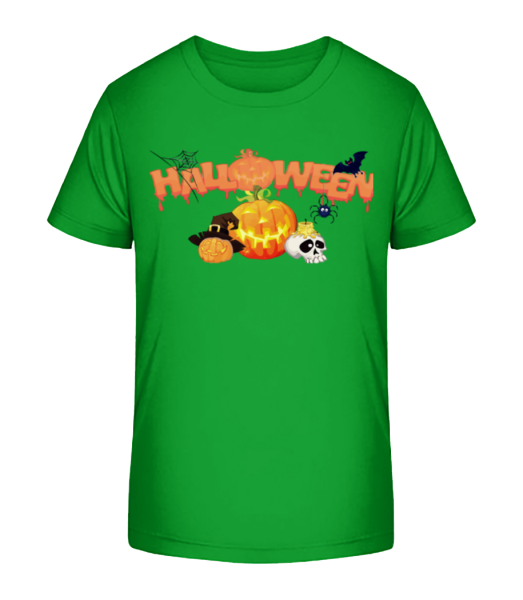 Halloween Kürbis Rabe - Kinder Bio T-Shirt Stanley Stella - Grün - Vorne