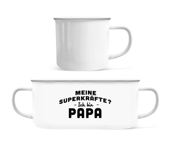 Superkräfte Papa - Emaille-Tasse - Weiß - Vorne