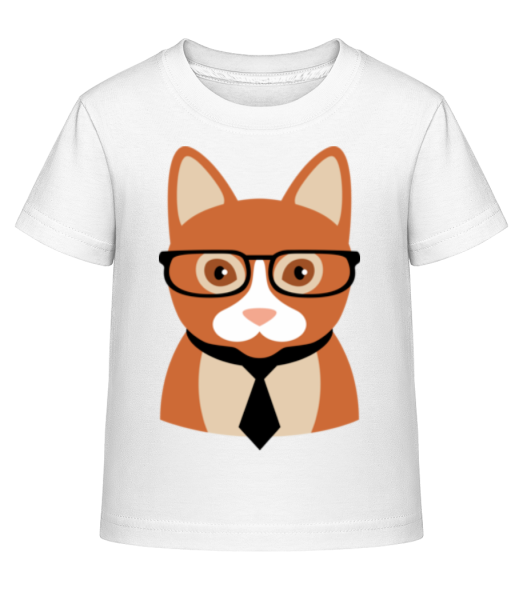 Hipster Katze - Kinder Shirtinator T-Shirt - Weiß - Vorne