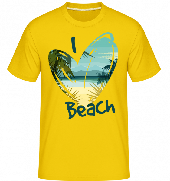 I Love Beach Heart - Shirtinator Männer T-Shirt - Goldgelb - Vorn