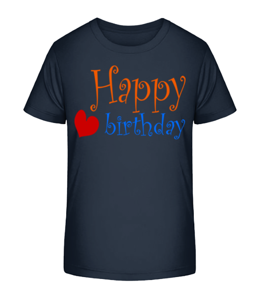 Happy Birthday Herz - Kinder Bio T-Shirt Stanley Stella - Marine - Vorne