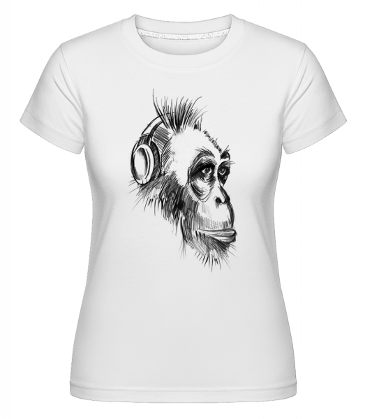 Affe Mit Kopfhörern - Shirtinator Frauen T-Shirt - Weiß - Vorn