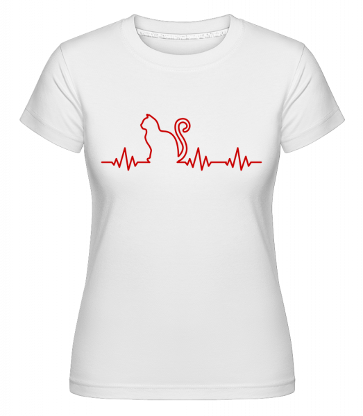 Katze Herzschlag - Shirtinator Frauen T-Shirt - Weiß - Vorn