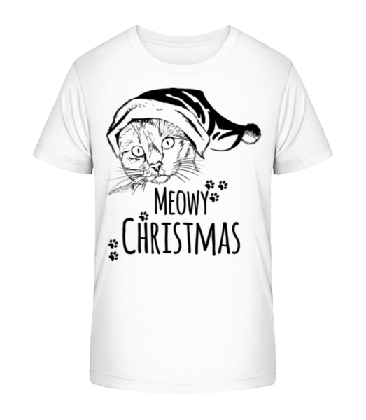 Meowy Christmas - Kinder Bio T-Shirt Stanley Stella - Weiß - Vorne