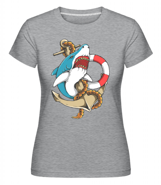 Shark and Anchor - Shirtinator Frauen T-Shirt - Grau meliert - Vorn
