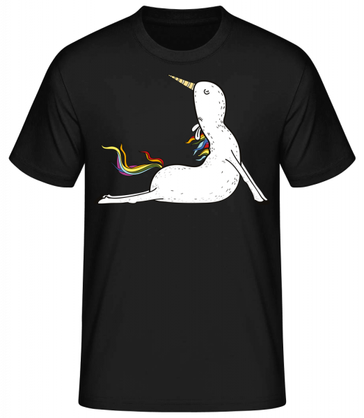 Yoga Einhorn Beten - Basic T-Shirt - Schwarz - Vorn
