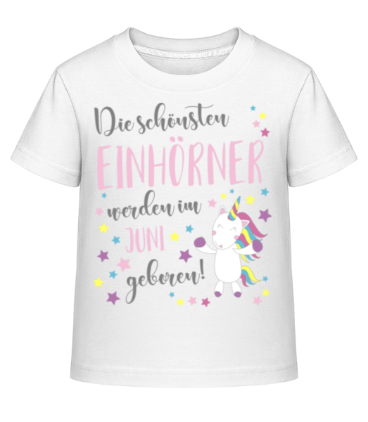 Einhorn Geboren In JUNI - Kinder Shirtinator T-Shirt - Weiß - Vorne