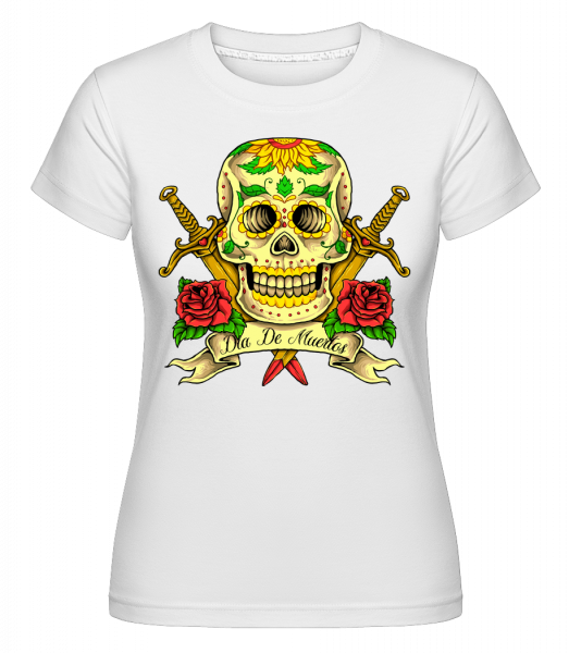 Day Of The Dead Skull - Shirtinator Frauen T-Shirt - Weiß - Vorn