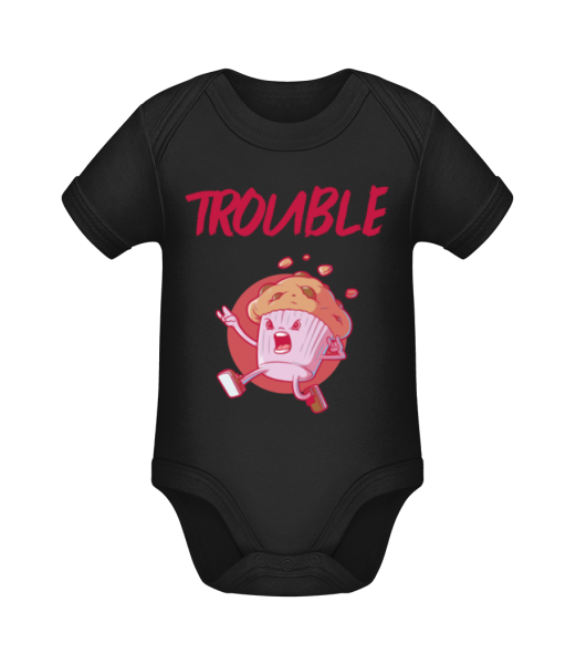 Trouble - Baby Bio Strampler - Schwarz - Vorne