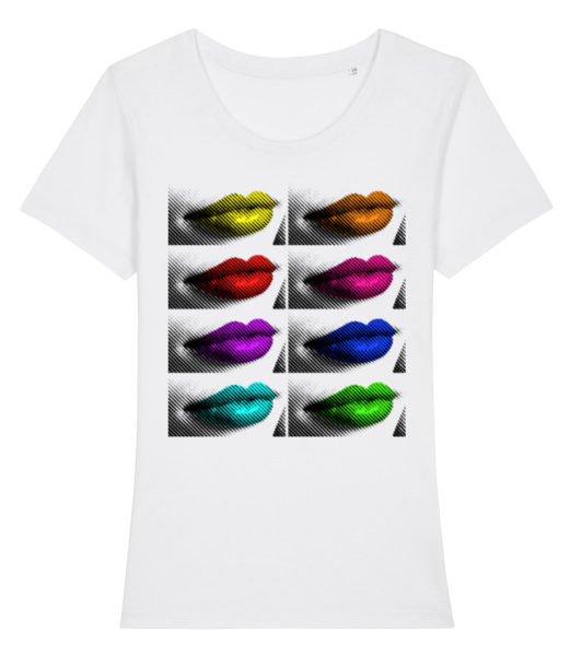 Regenbogen Lippen - Frauen Bio T-Shirt Stanley Stella - Weiß - Vorne