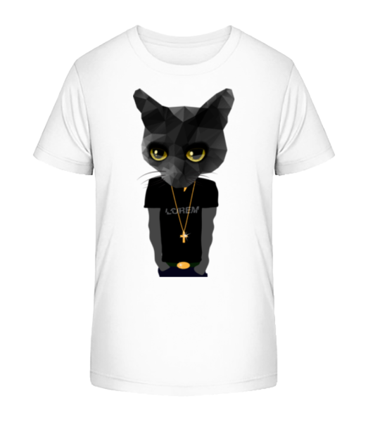 Polygon Gangsta Katze - Kinder Bio T-Shirt Stanley Stella - Weiß - Vorne