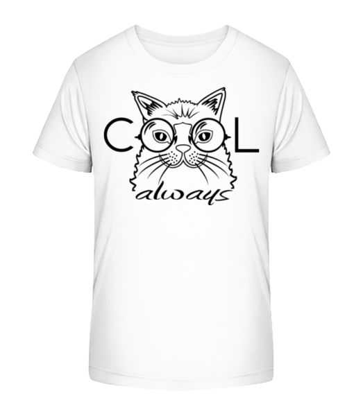 Cool Cat Always - Kinder Bio T-Shirt Stanley Stella - Weiß - Vorne