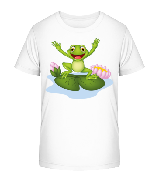 Frosch Auf Seerose - Kinder Bio T-Shirt Stanley Stella - Weiß - Vorne