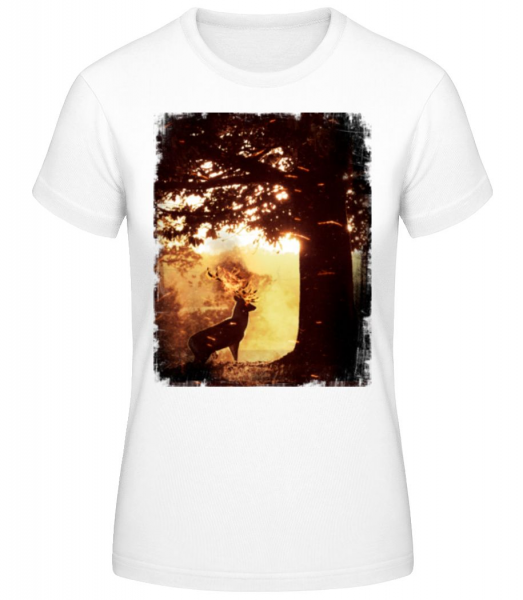 Sonnen Hirsch - Frauen Basic T-Shirt - Weiß - Vorne