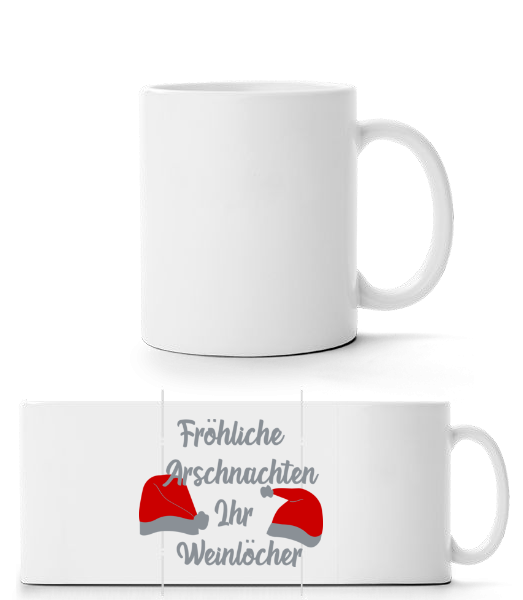 Fröhliche Arschnachten - Panoramatasse - Weiß - Vorne