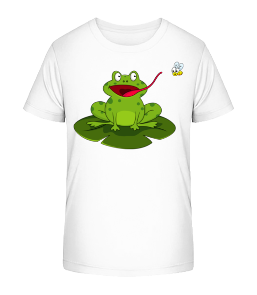 Frosch Fängt Insekt - Kinder Bio T-Shirt Stanley Stella - Weiß - Vorne