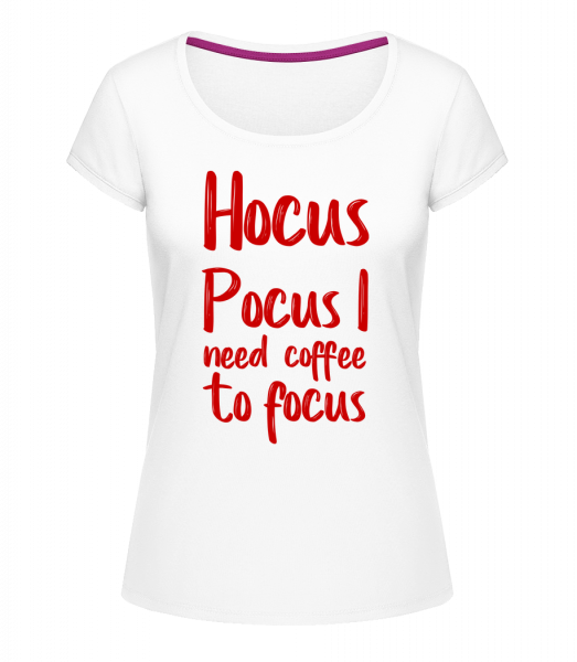 Hocus Pocus I Need Coffe To Focu - Frauen T-Shirt U-Ausschnitt - Weiß - Vorn