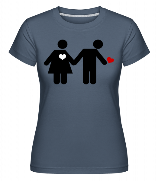 Frau Und Mann Mit Herz Logo - Shirtinator Frauen T-Shirt - Denim - Vorn