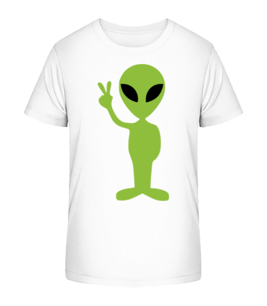 Alien Peace Zeichen - Kinder Bio T-Shirt Stanley Stella - Weiß - Vorne