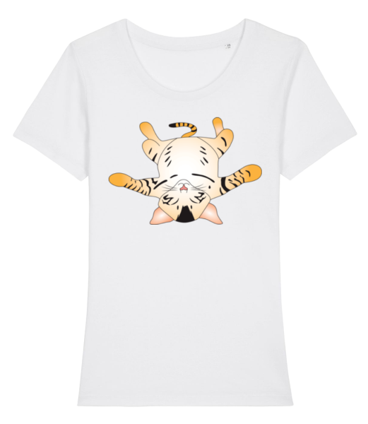 Lazy Cat - Frauen Bio T-Shirt Stanley Stella - Weiß - Vorne